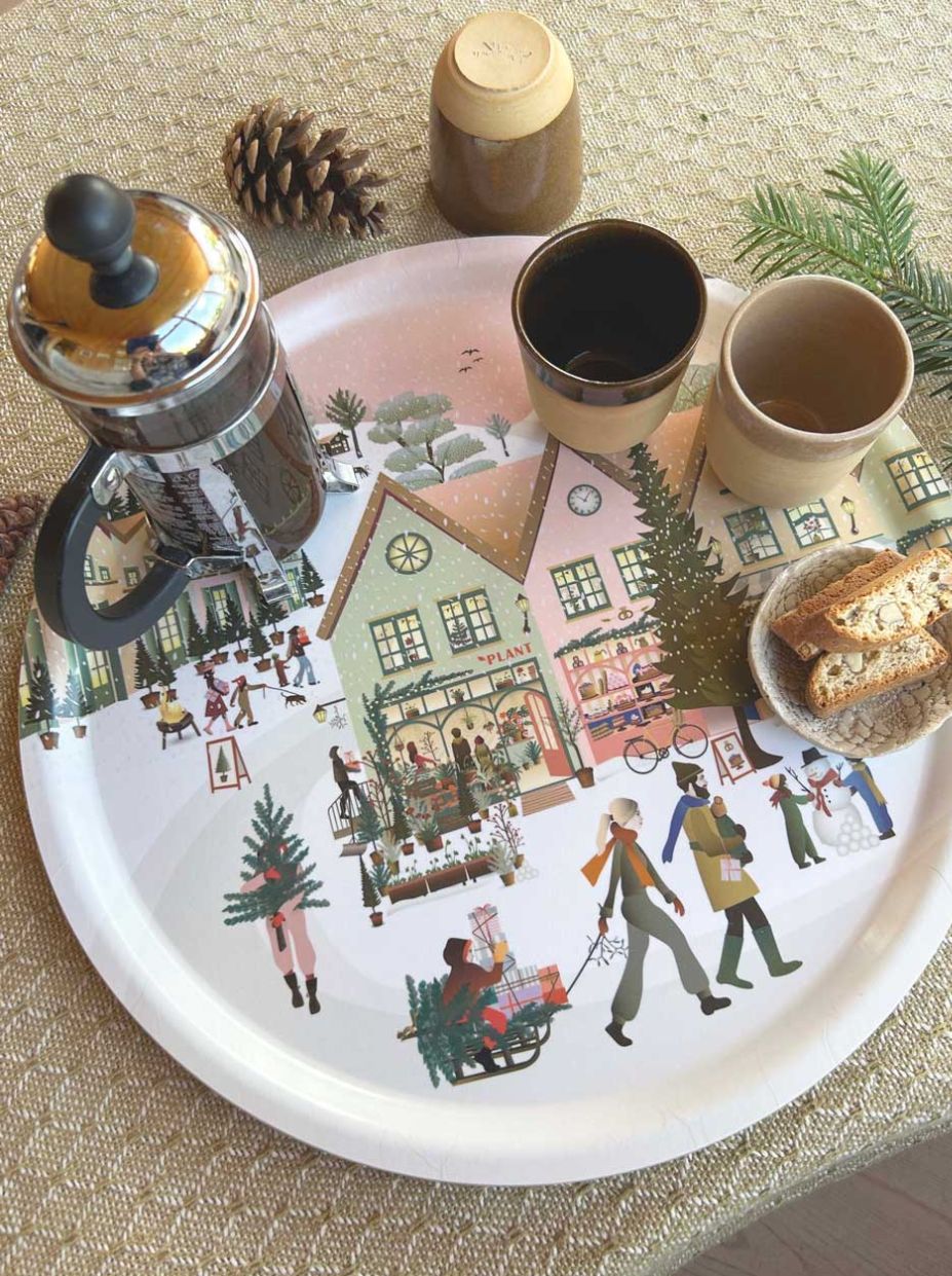 White Christmas Tray Ø 38 cm