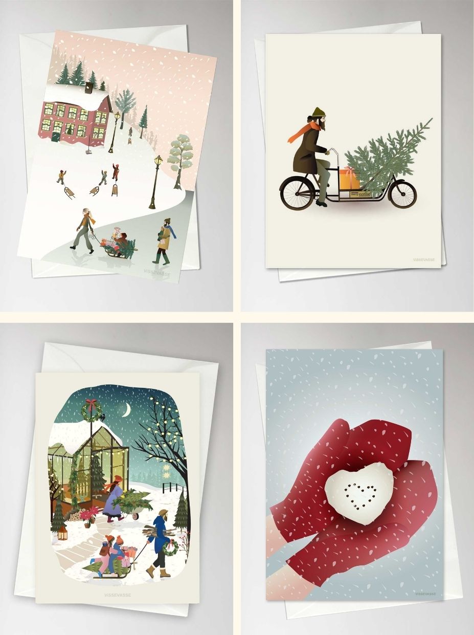 Set of 4 Christmas Cards #1