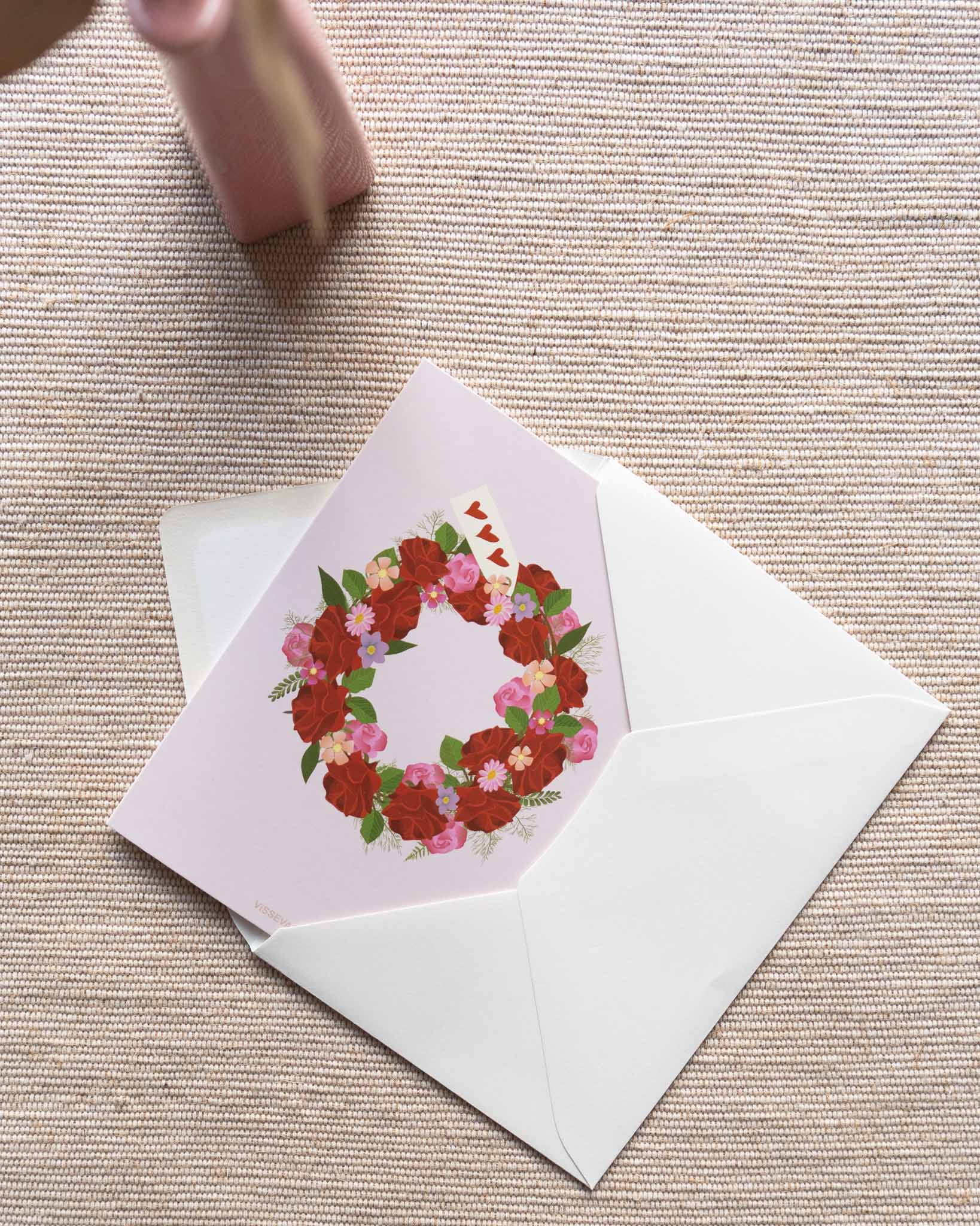HEARTS flower circle - card