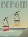 Bergen poster  with cable cars from ViSSEVASSE 