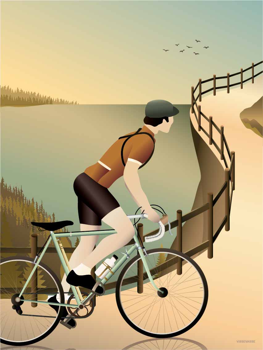 fahrradhelm plakat CYCLING IN THE HILLS