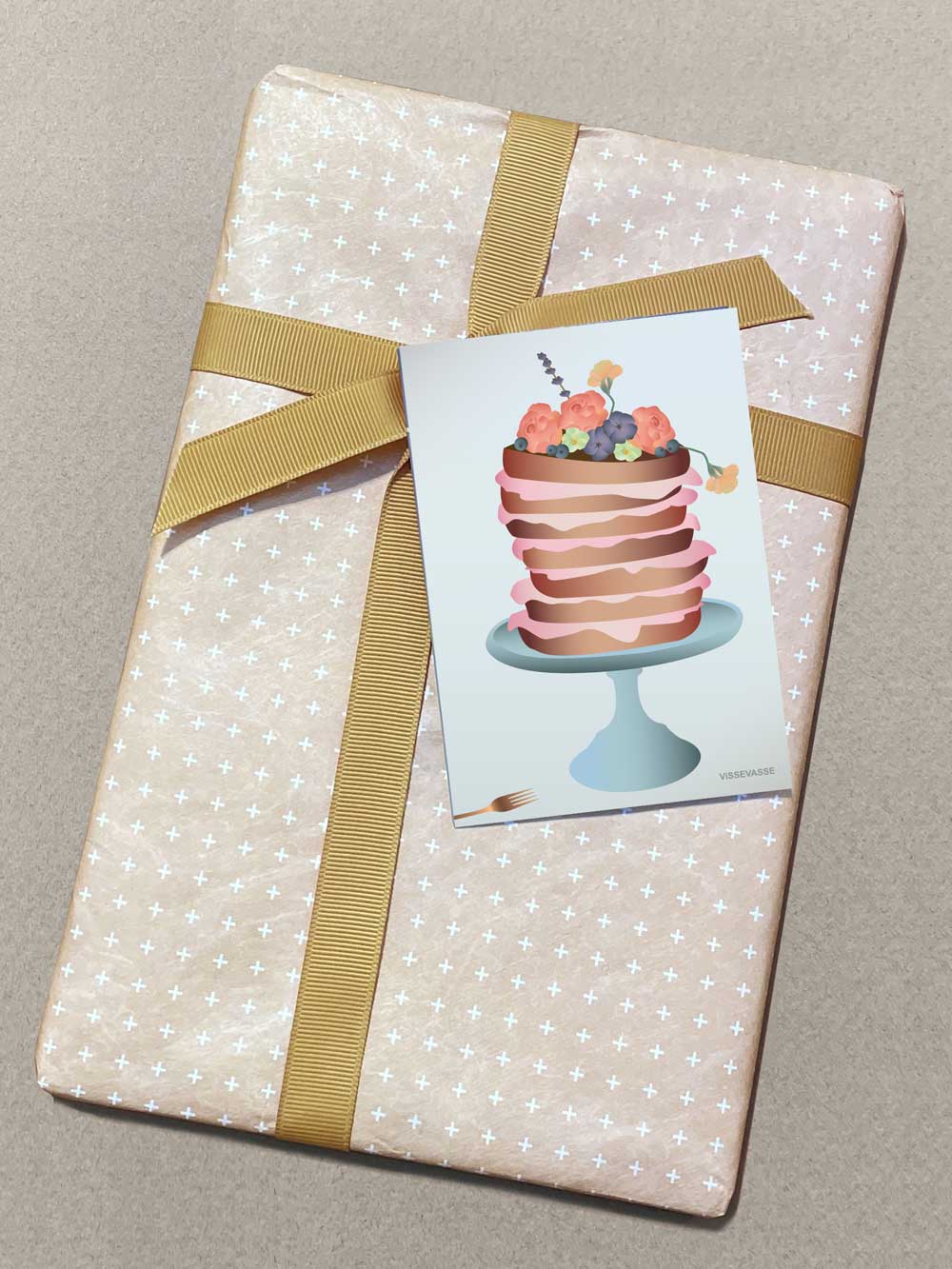 CAKE WITH FLOWERS - mini card