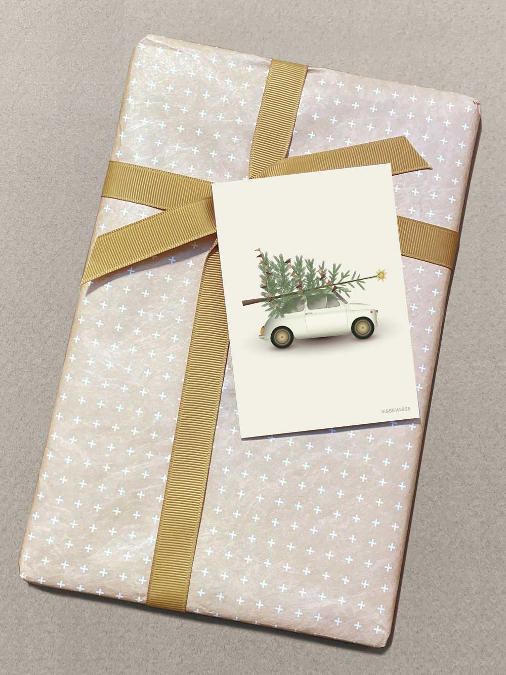 CHRISTMAS TREE AND LITTLE CAR - mini card