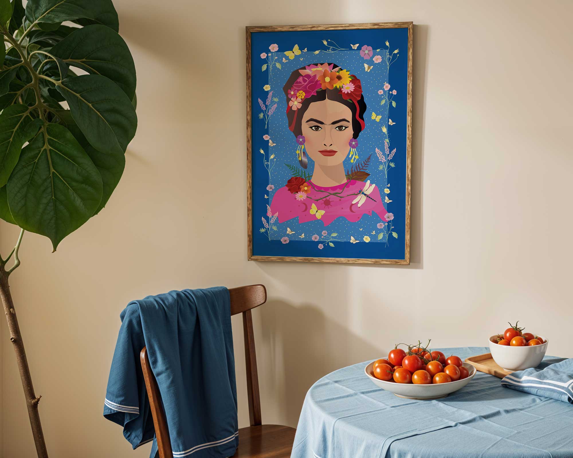 Blå Frida Kahlo plakat fra ViSSEVASSE