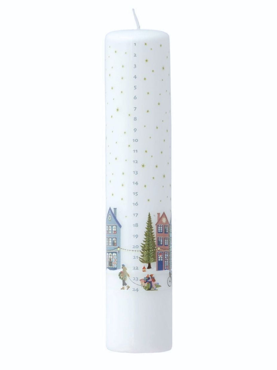 Advent candle - White/Goldstar
