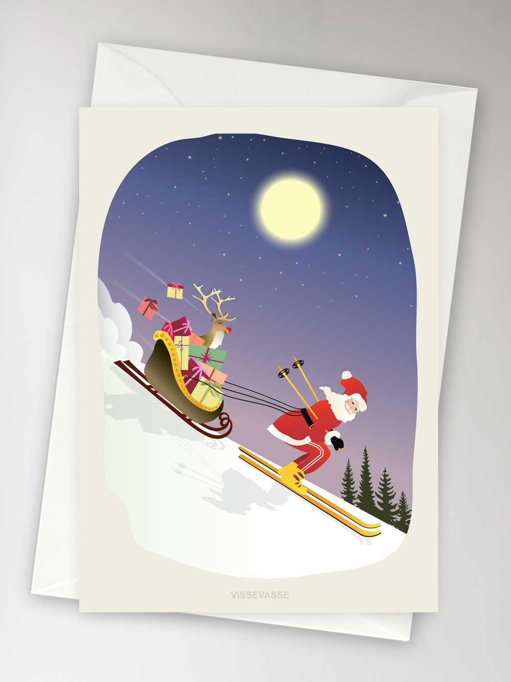 SKIING SANTA - card