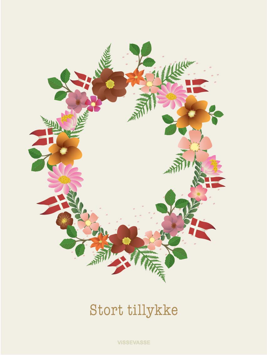 STORT TILLYKKE flower circle - card