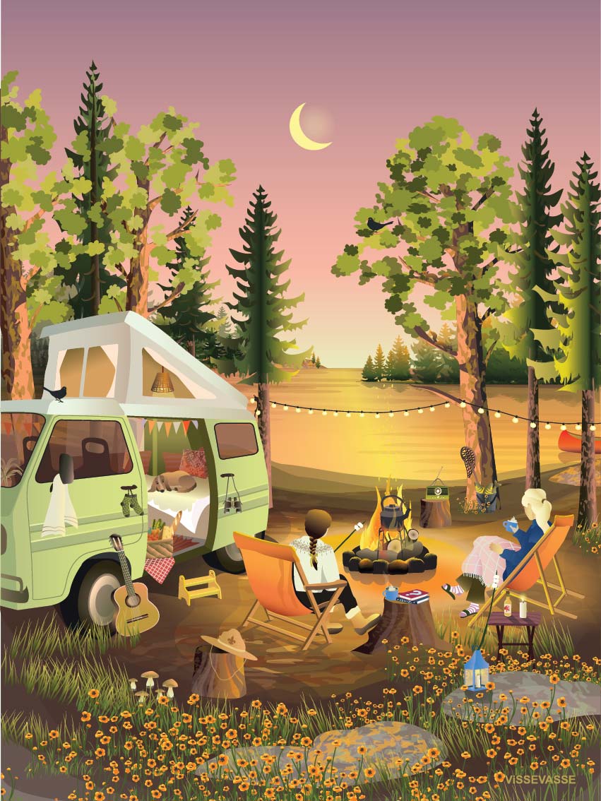 Van life - plakat med autocamper fra ViSSEVASSE