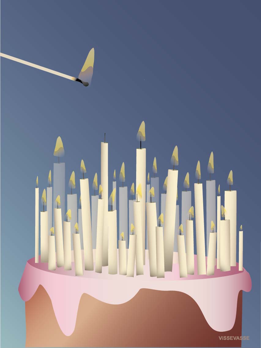 CAKE WITH CANDLES - mini card