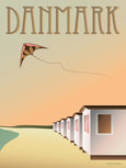 Denmark poster from ViSSEVASSE with beach huts 