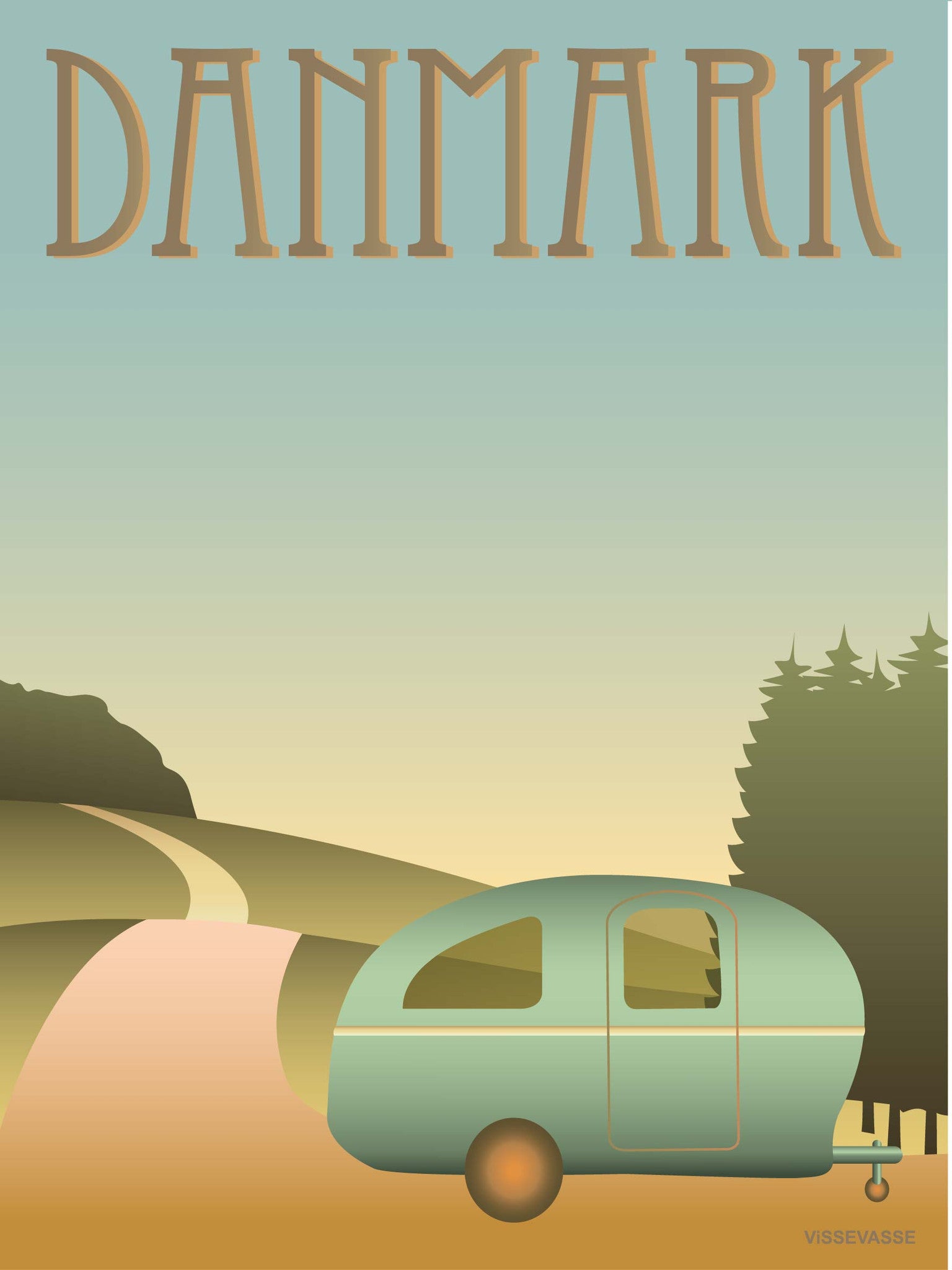 DENMARK Camping - poster
