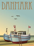 Denmark poster from ViSSEVASSE with fishing boats