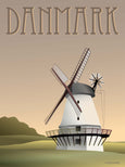 Denmark poster from ViSSEVASSE with the old mill 