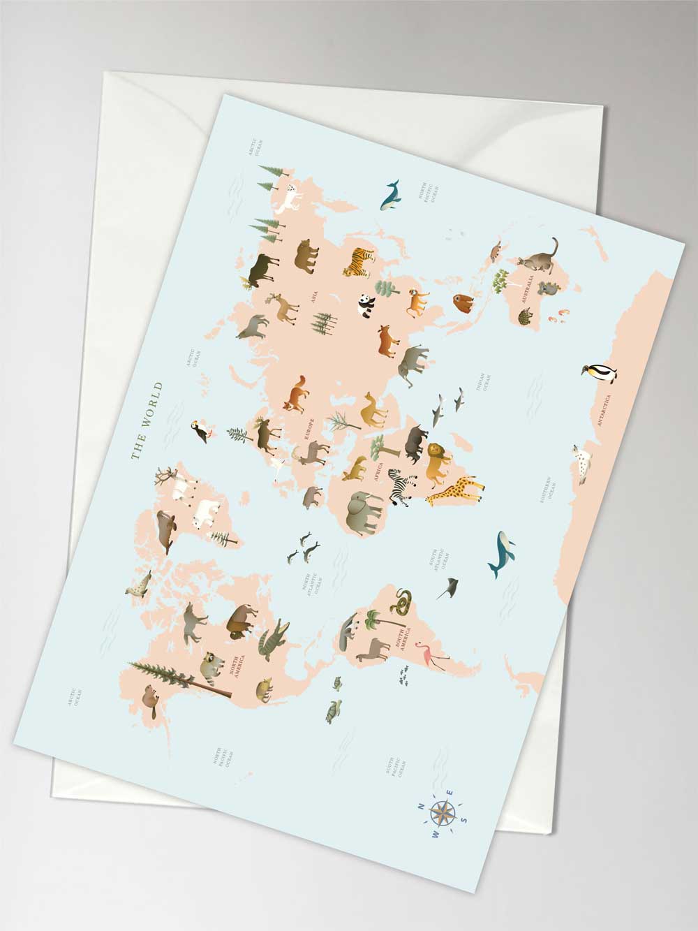 WORLD MAP ANIMAL - card