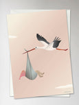 THE STORK rosa - Greeting Card