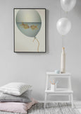 love in a bubble poster from ViSSEVASSE with gold fish in a balloon