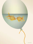 Card with gold fish in balloon from ViSSEVASSE