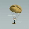 MAN IN THE SKY poster from ViSSEVASSE with a man on a balloon swing