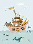 Noahs ark plakat med dyr til børneværelset  fra ViSSEVASSE