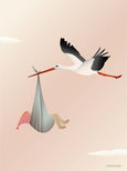 Card with stork and baby from ViSSEVASSE