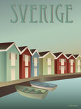 Sweden poster from ViSSEVASSE with houses by the water