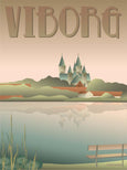 Viborg poster from ViSSEVASSE with the cathedral by the lakes 