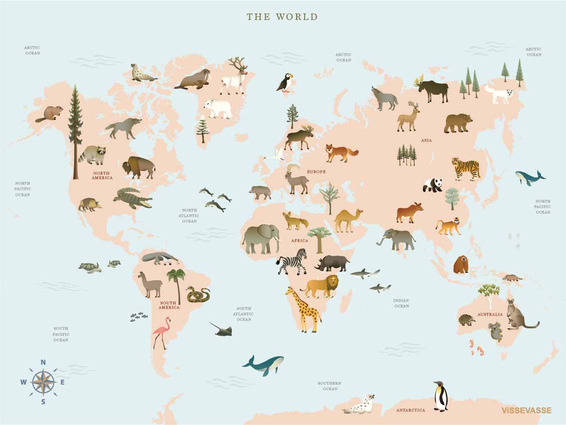 WORLD MAP ANIMAL - card